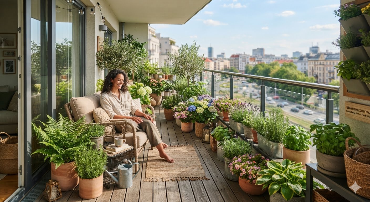 Balcony kitchen garden